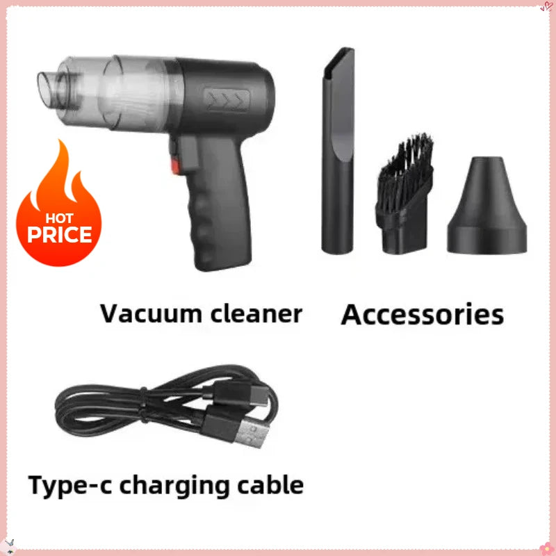 Portable Car Wireless Vacuum Cleaner 120W Powerful Handheld for Home & Auto Lightweight Cordless Rechargeable 3 in 1 Black 2026