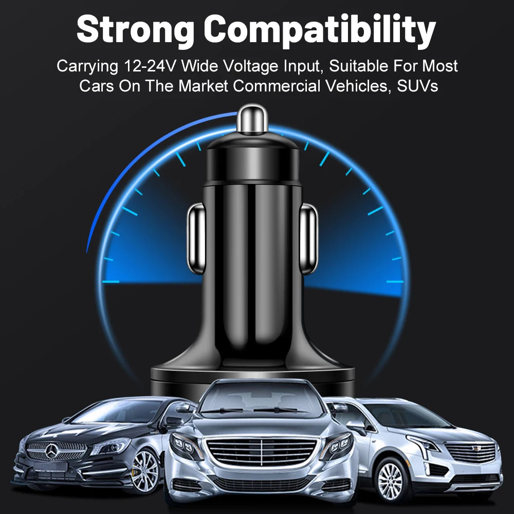 Car Charger 100W Support Super Fast Charging 6 In 1 Multi-port Voltage Car With Vehicle Digital Display Mobile car Phone Charger