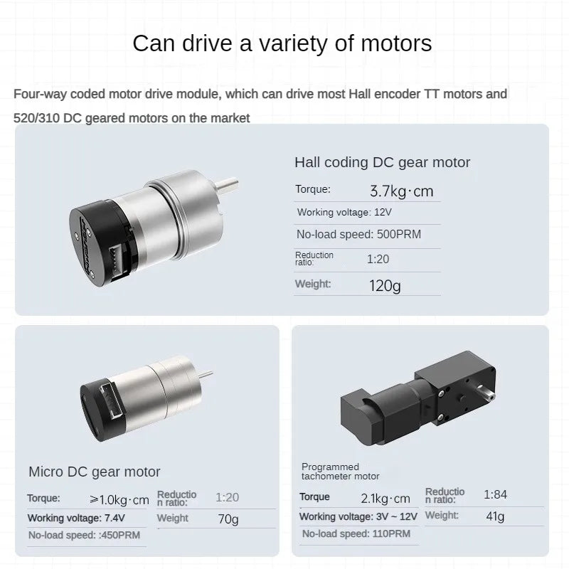 4 Way Encoded Motor Drive Module Onboard Voltage Stabilizing Circuit Motor Control Smart Car Dedicated To Robot Car Part DIY Kit