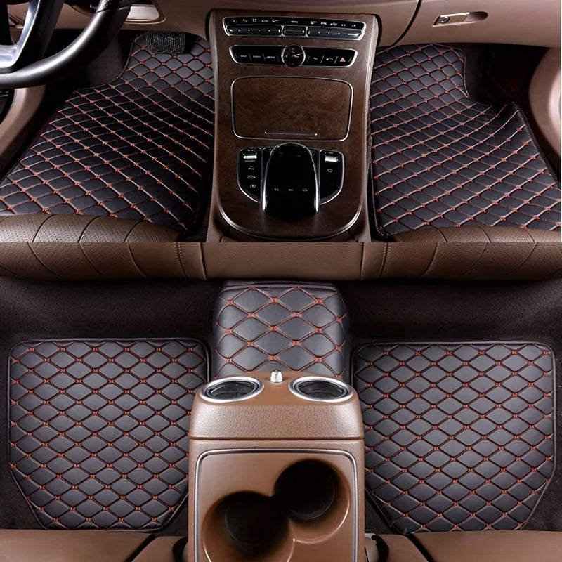 5PCS Car Floor Mats Universal Car Floor Mat Protector Waterproof Anti-fouling Leather Floor Mats Car Interior Accessories