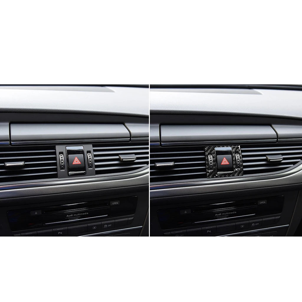 For Audi A6 S6 C7 A7 S7 4G8 2012-2018 Warning Lights Decoration Cover Trim Sticker Car Interior Accessories Carbon Fiber
