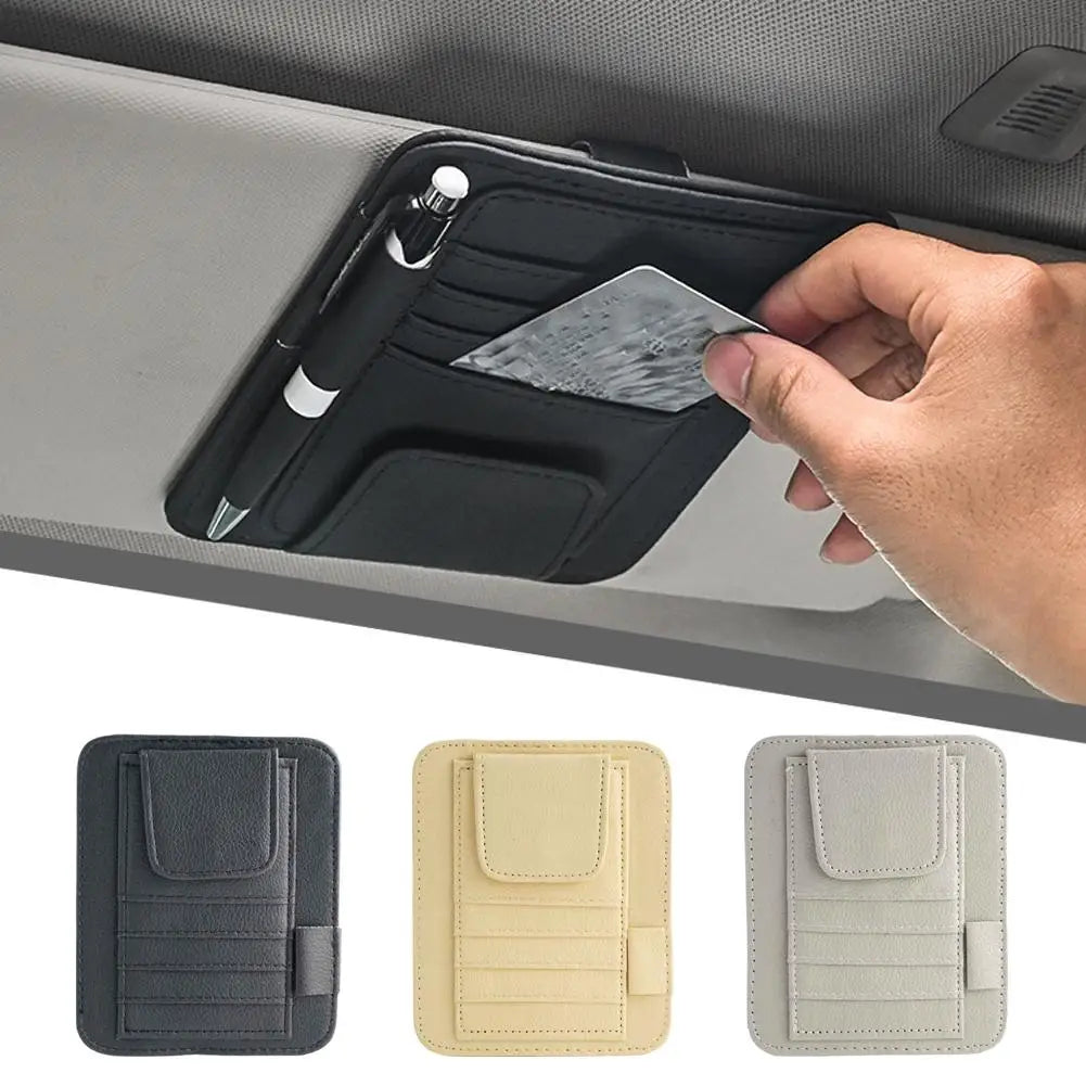 Car Sun Visor Organizer Multi-Pocket Business Card Storage Management Sunglasses Holder Visor Holder For Car Interior