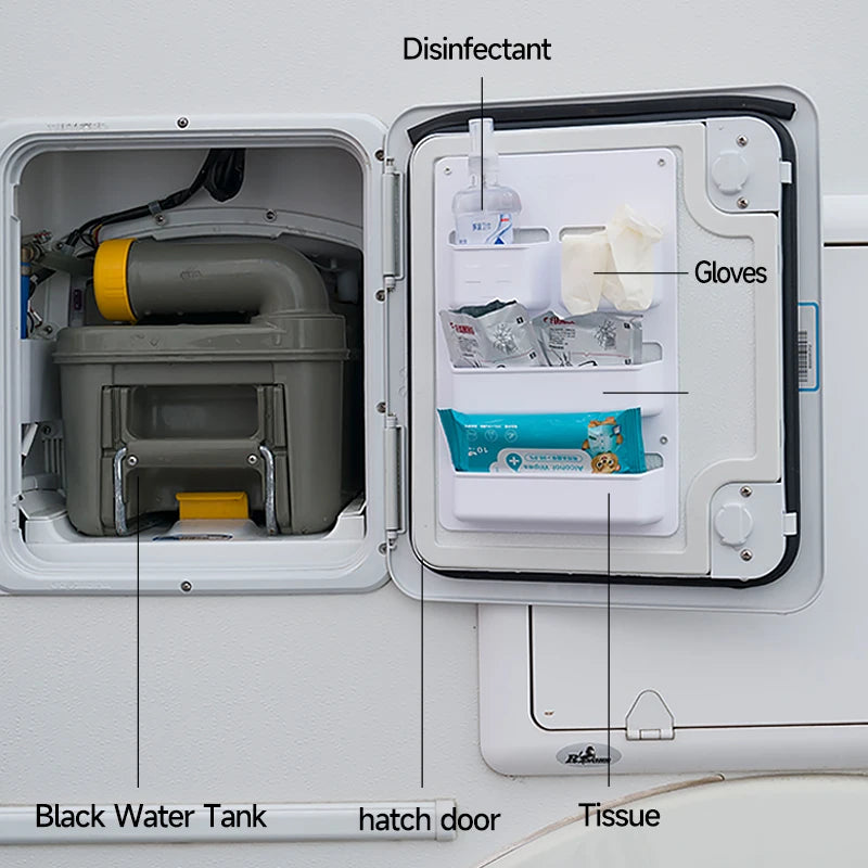 Camper RV Door Organizer Storage Box ABS Compartment Shelf for Motorhome Caravan Van Waste Tank Hatch