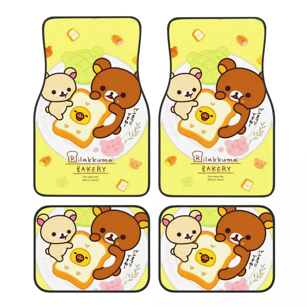 Rilakkuma Car Floor Mats Carpet Set of 4 Anti-Slip Universal Automotive Floor Mat Fit for Mid Trucks