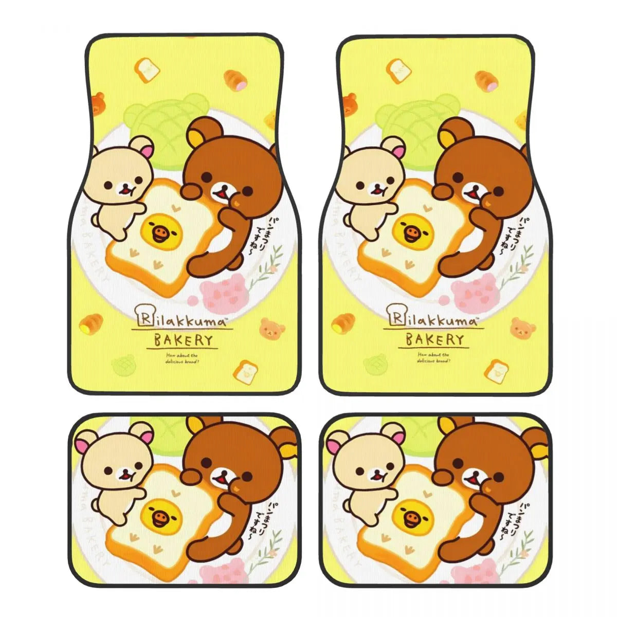 Rilakkuma Car Floor Mats Carpet Set of 4 Anti-Slip Universal Automotive Floor Mat Fit for Mid Trucks