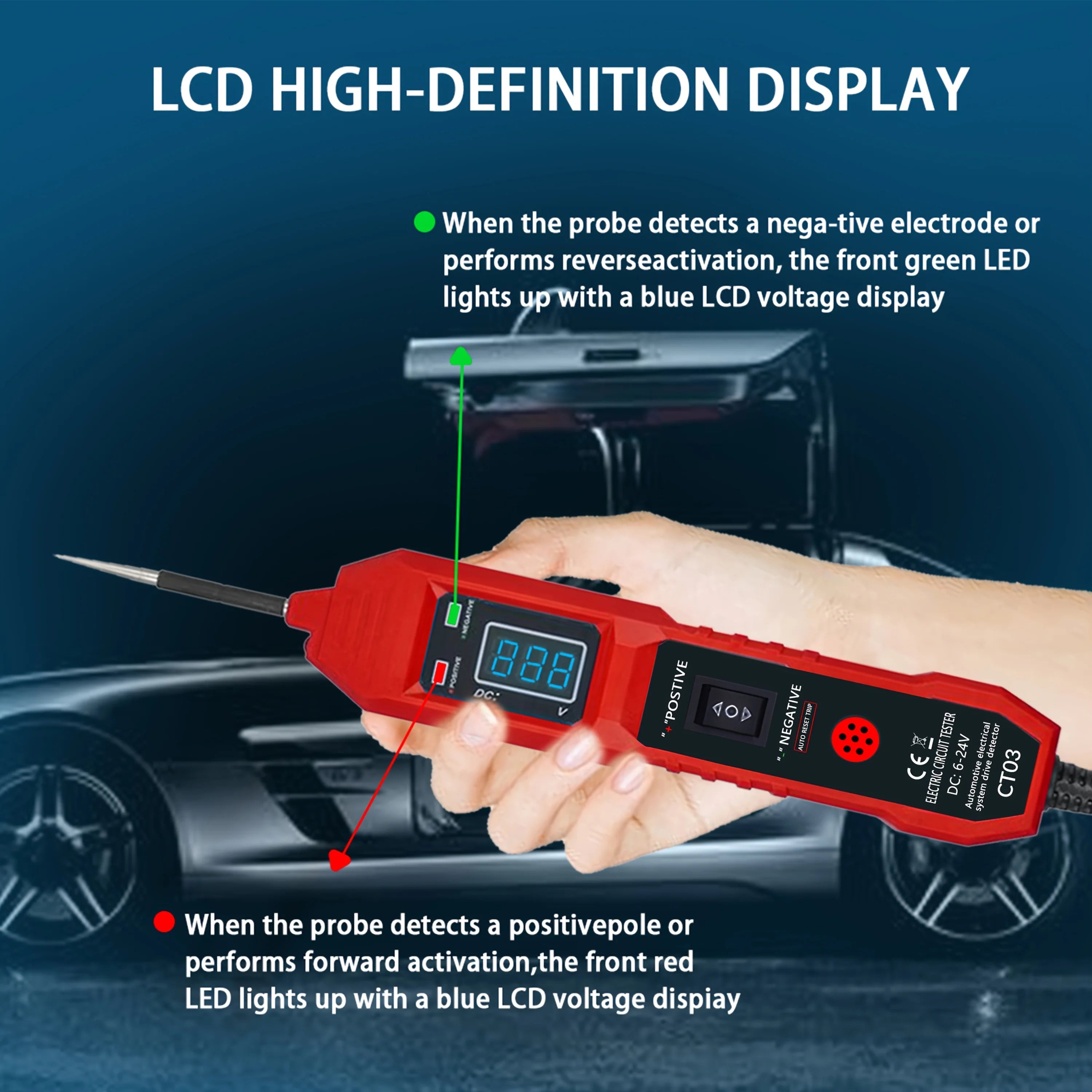 2025 Vehicle Circuit Tester with Led Voltage Display, Multi-Function Drive Detector, Insulation Material, Electrical System Diagnostic Tool, Digital Compatible with 3.5-36V Dc Vehicle, Suitable for Mechanic DIY Enthusiasts, S