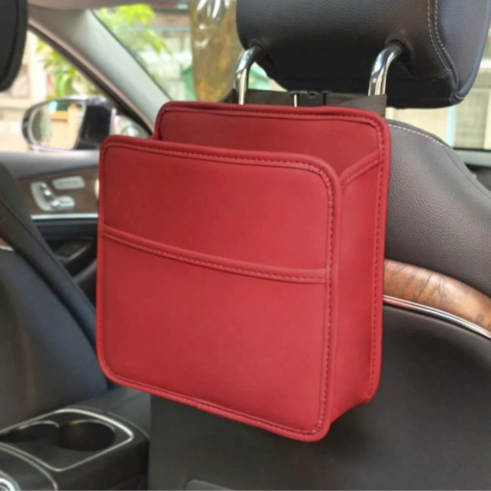 Car Seat Organizer, Car Seat Back Hanging Bag, Car Document Holder, Hanging Car Trash Bag, Premium PU Leather Garbage Can, Vehic