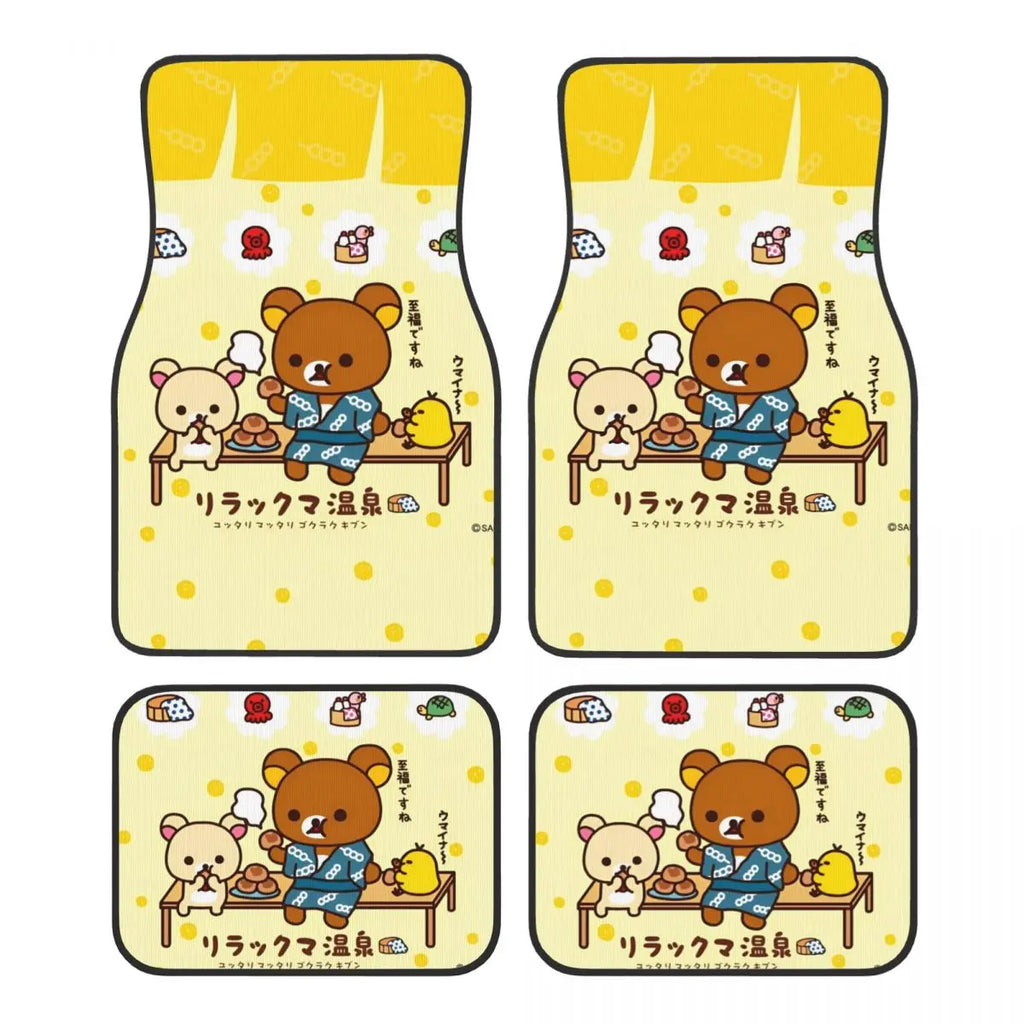 Rilakkuma Car Floor Mats Carpet Set of 4 Anti-Slip Universal Automotive Floor Mat Fit for Mid Trucks