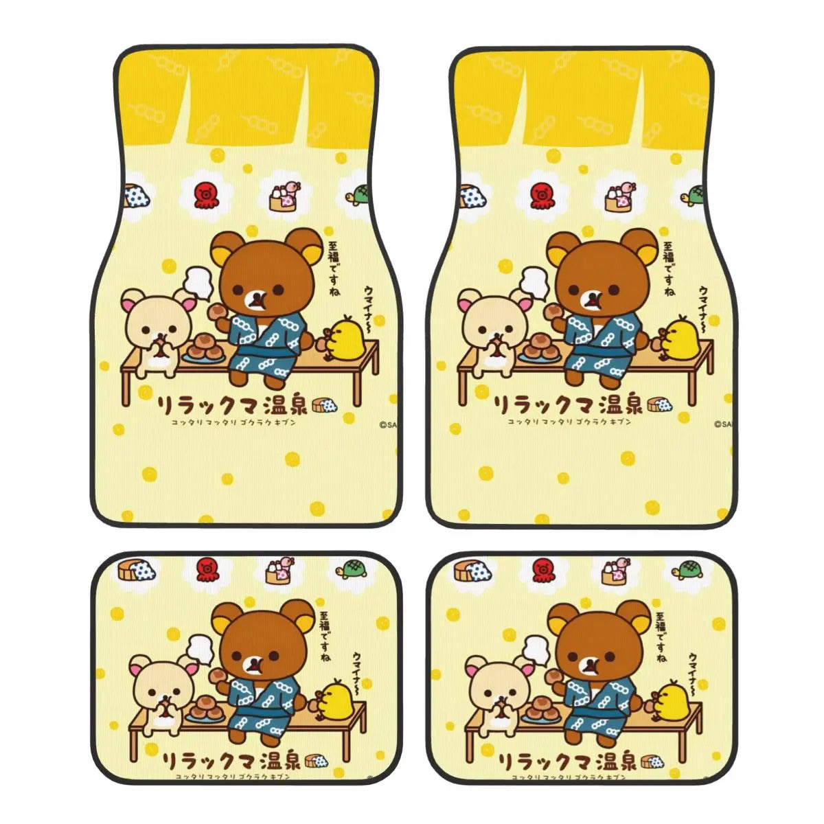 Rilakkuma Car Floor Mats Carpet Set of 4 Anti-Slip Universal Automotive Floor Mat Fit for Mid Trucks