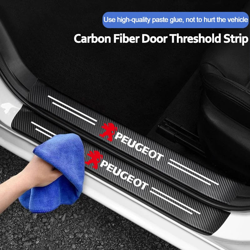 Car Accessories Car Door Sill Protector Welcome Pedal Decoration Leather Stickers For Peugeot 206 208 207 3008 308 2008 107