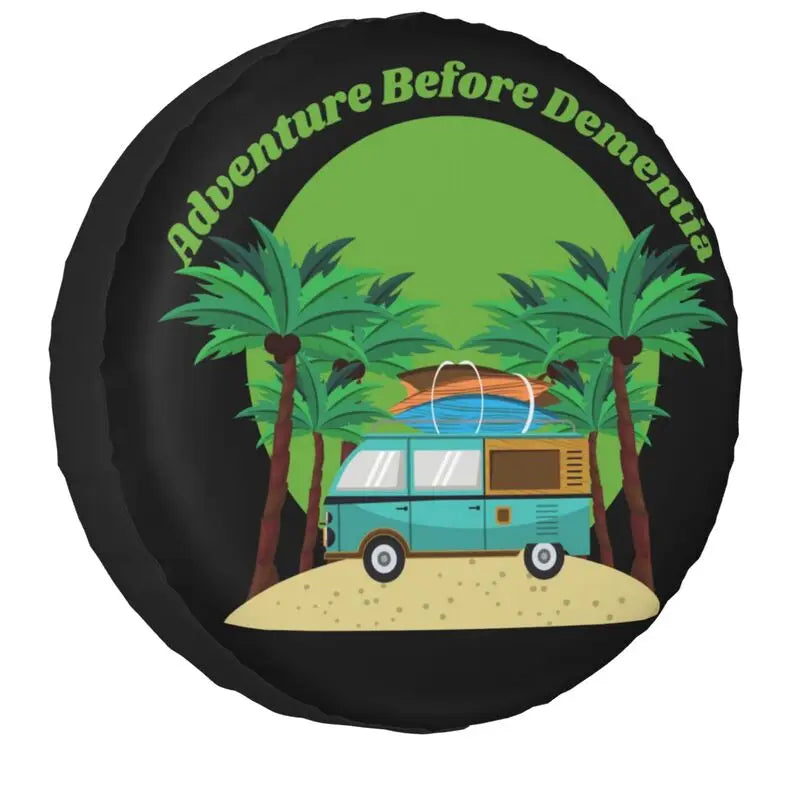 Funny Adventure Camper Travel Tire Cover for Car Wheel Protector Covers Universal for Trailer SUV Truck Camper Travel Trailer