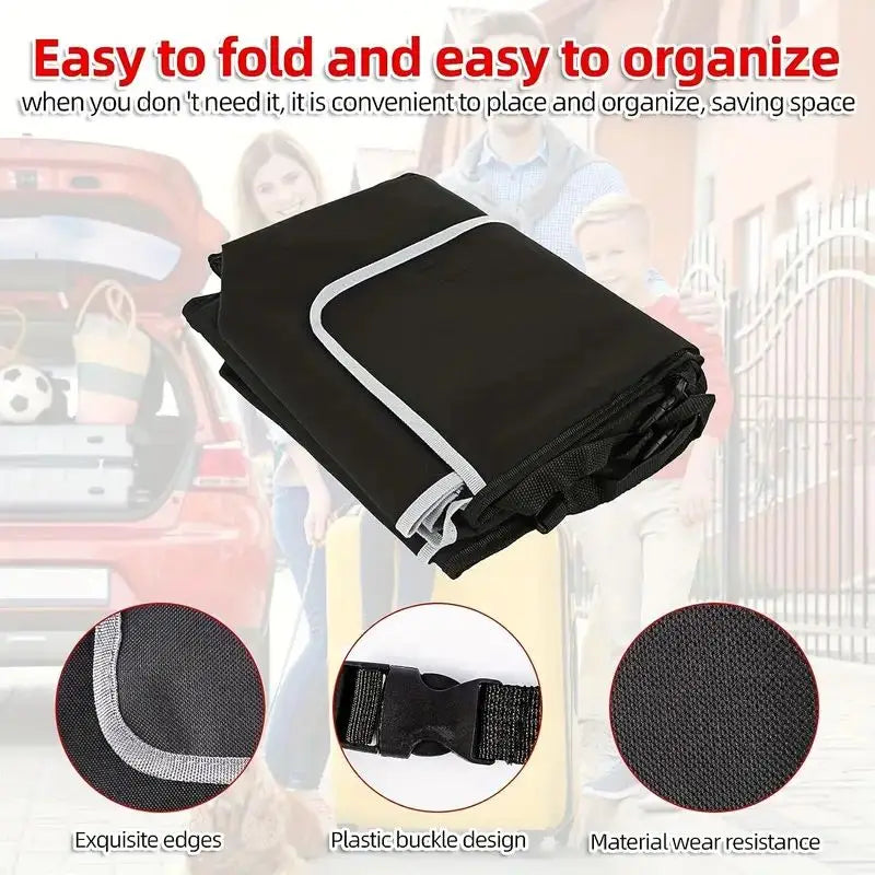 Car Trunk Organizer, Backseat Hanging Large Storage with Adjustable Straps, Waterproof Collapsible Cargo Bag with 4 Pockets