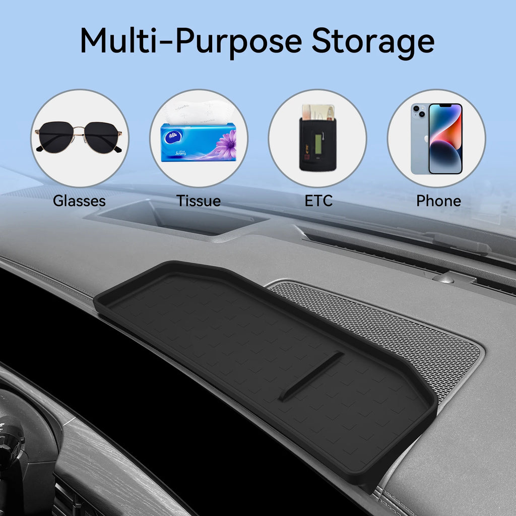 Organizer For Hyundai Santa Fe 2024 2025 Car Dashboard Storage Box Display Screen Rear Tray Organizer Accessories Tidying Black
