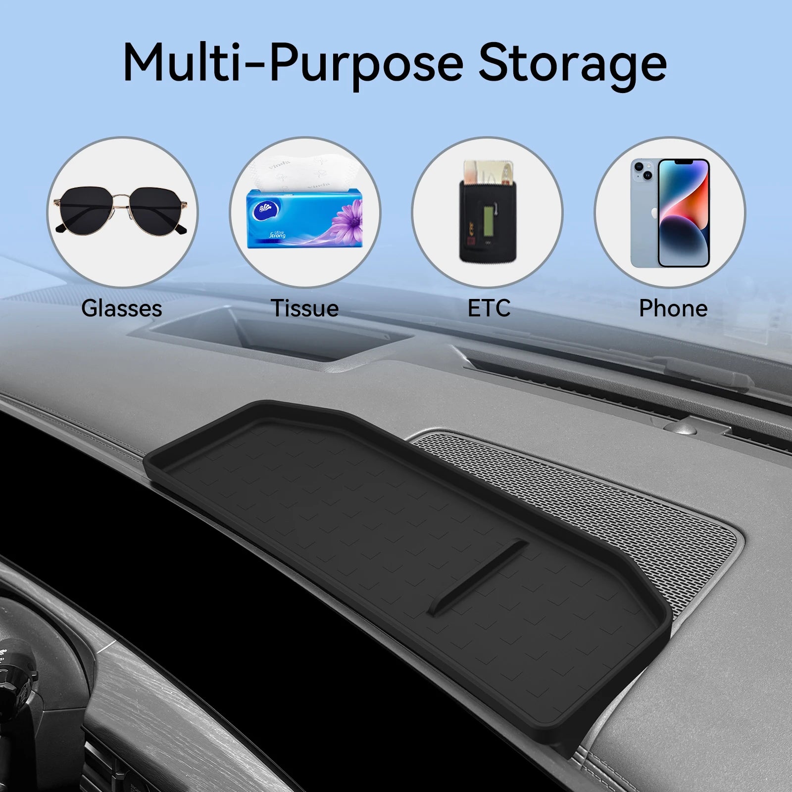 Organizer For Hyundai Santa Fe 2024 2025 Car Dashboard Storage Box Display Screen Rear Tray Organizer Accessories Tidying Black