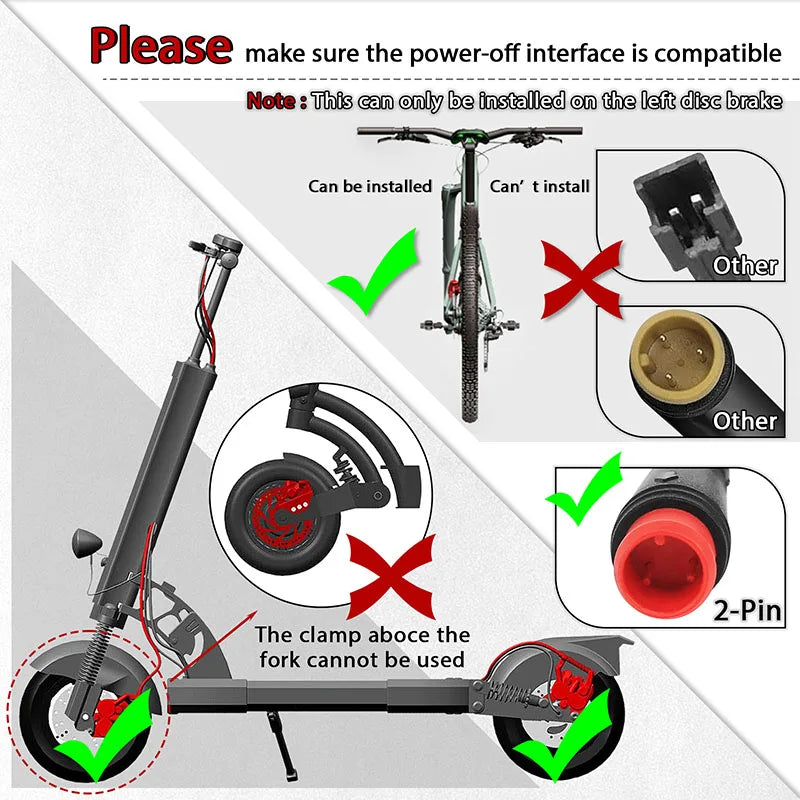 BUCKLOS Electric Bike Hydraulic Brakes Power Off Electric Scooter Brake Set 2 Piston E-Bike Disc Brake Set Folding Bike Brakes
