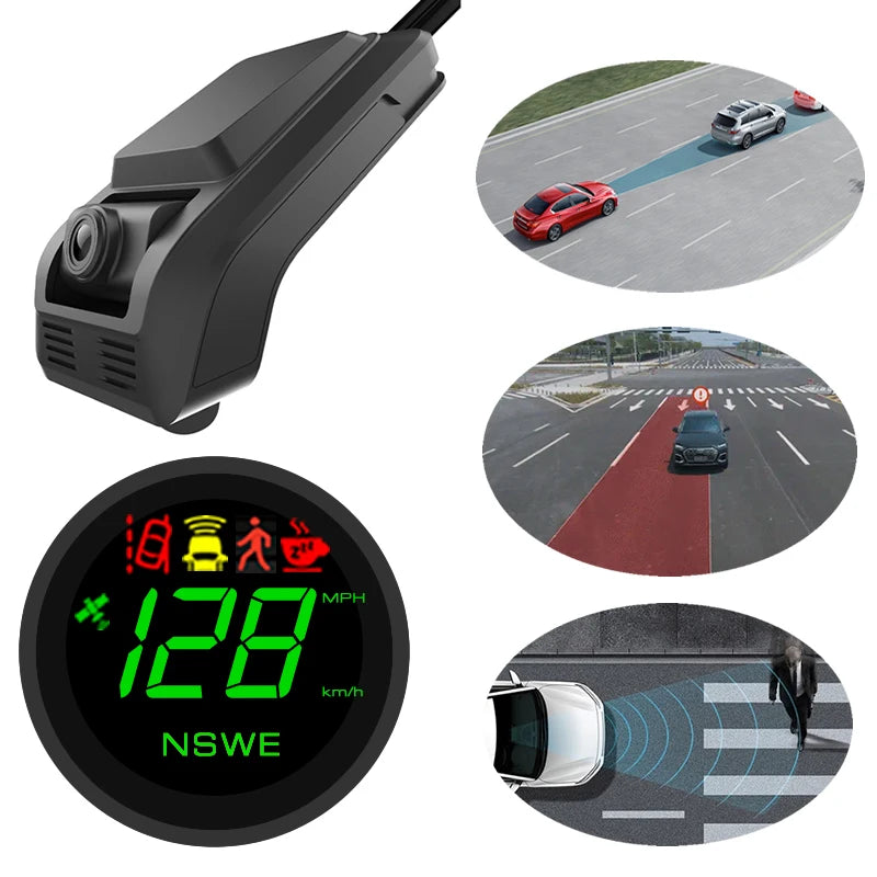 2.75 Inches Newest AI Collision Avoidance Device Smart Dash Cam with ADAS Front and Pedestrian Collision/Lane Departure Warning