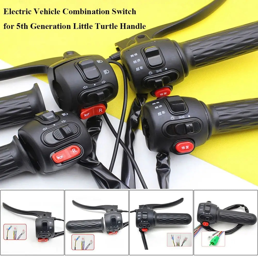 Black Electric Vehicle Parts Drum Disc Handle Combination Switch Rotary Handle Handle Seat Integrated Switch Button