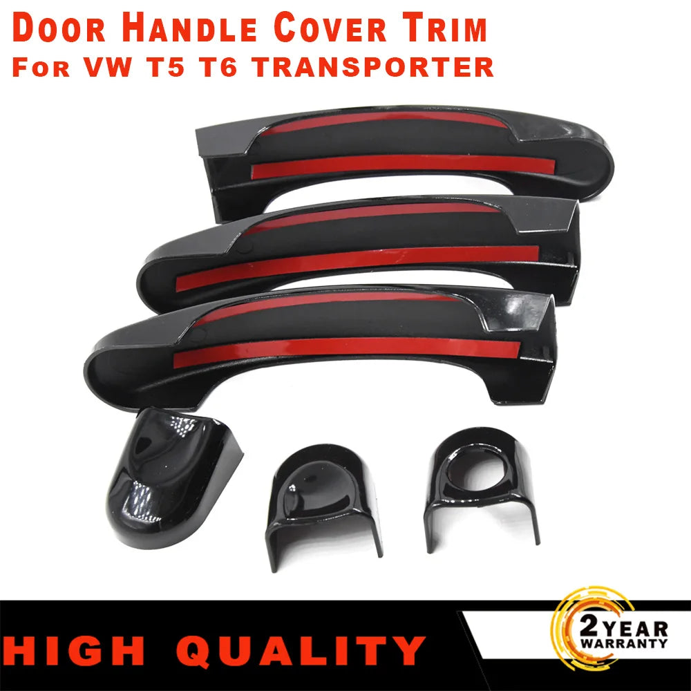 1 set For VW Transporter T5 T6 Caravelle Caddy Van Car Accessories New outside exterior Door Handle Carbon Fiber/Gloss Black