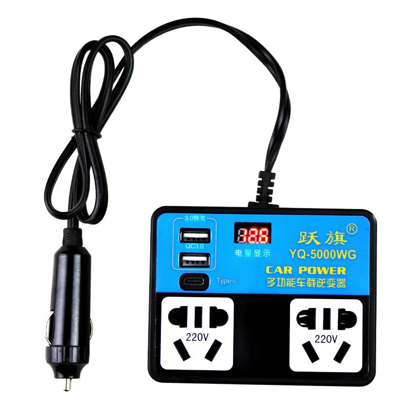Car Inverter Converter 12V 24V DC USB Charger Wear-Resistant Material Fast Charging Easy Install for Vehicle