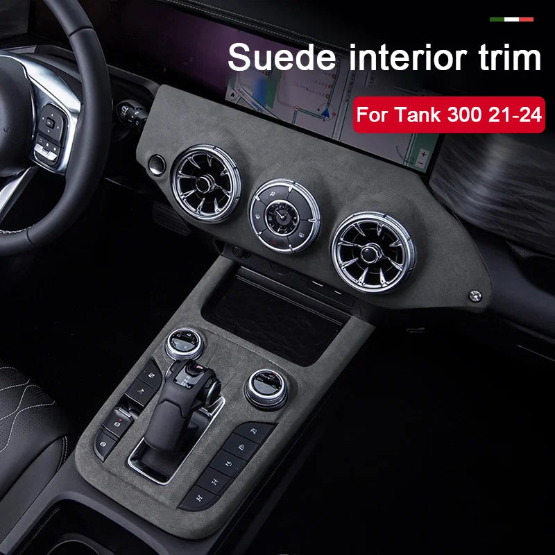 For Great Wall TANK 300 2021-2024 Interior Suede Accessories, Car Center Console AC Gear Shift Panel Air Outlet Trim Frame Cover