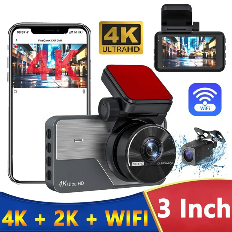 Car Front Rear Dash Camera Car Video Recorder Camera Built In Wifi Camera,Night Vision 170°Wide Angle,WDR,24H Park-Y47A