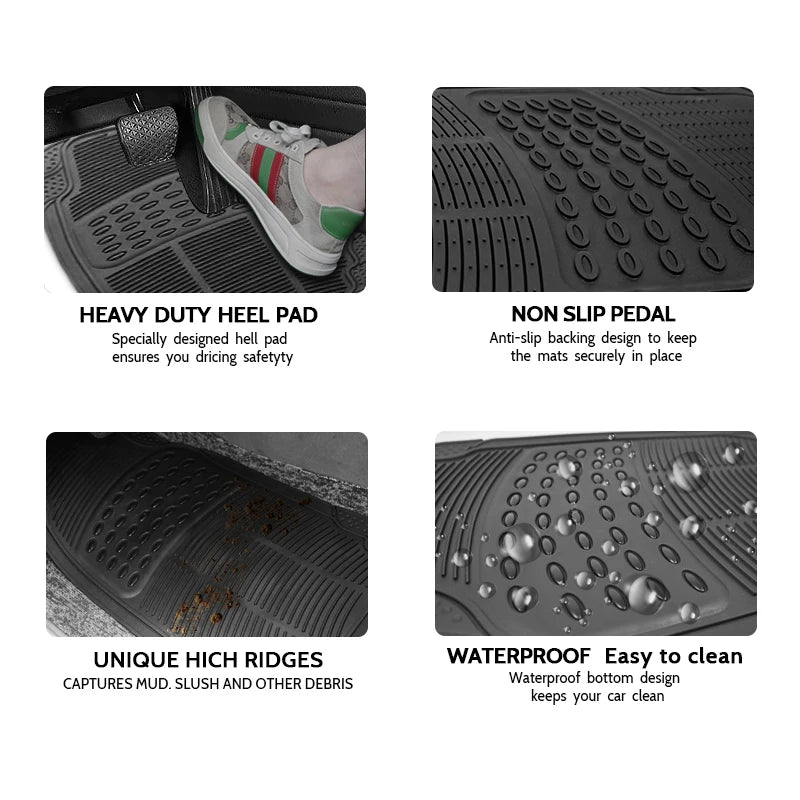AUTO PLUS 4pcs Car Floor Mats Rubber Universal Size Fit For Most Car SUV Truck Car accessories Interior  Wear-resistant Foot Pad