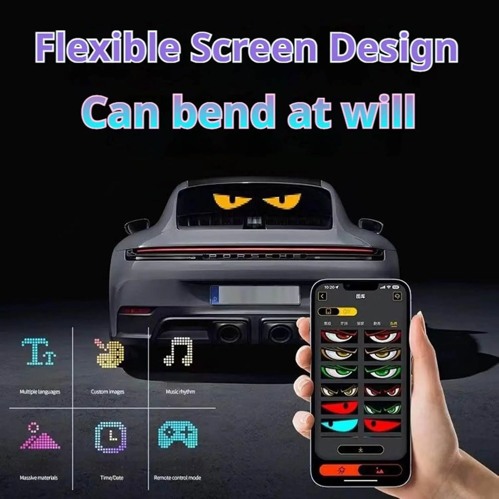 Multifunctional Bright Devil Eyes LED Light for Car Windshield Flexible Programmable Scrolling LED Display Bluetooth APP Control