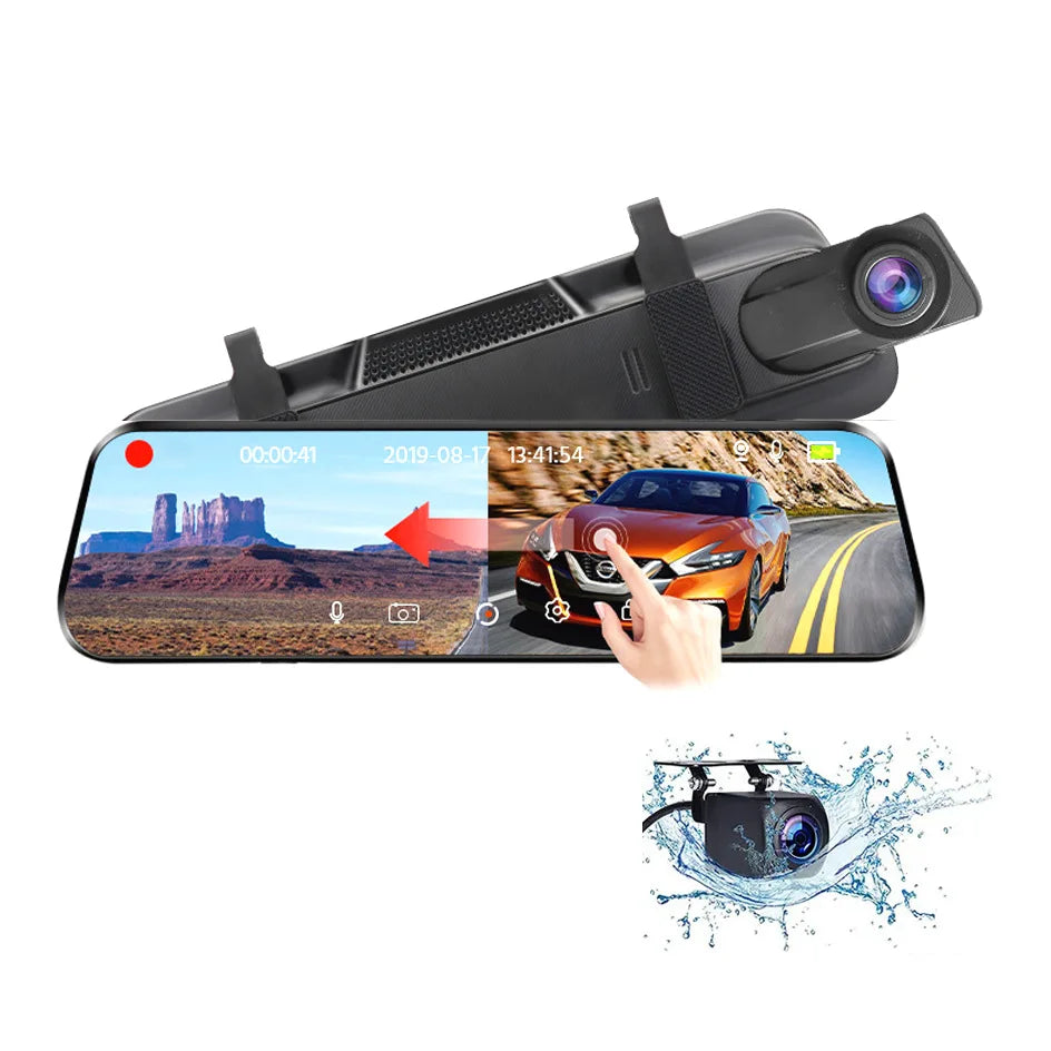 2K 10 Inch Dash Cam DVR Car Front and Rear Dual Camera Mirror Recorder HD Dashboard Video Night Vision WiFi Parking Monitor
