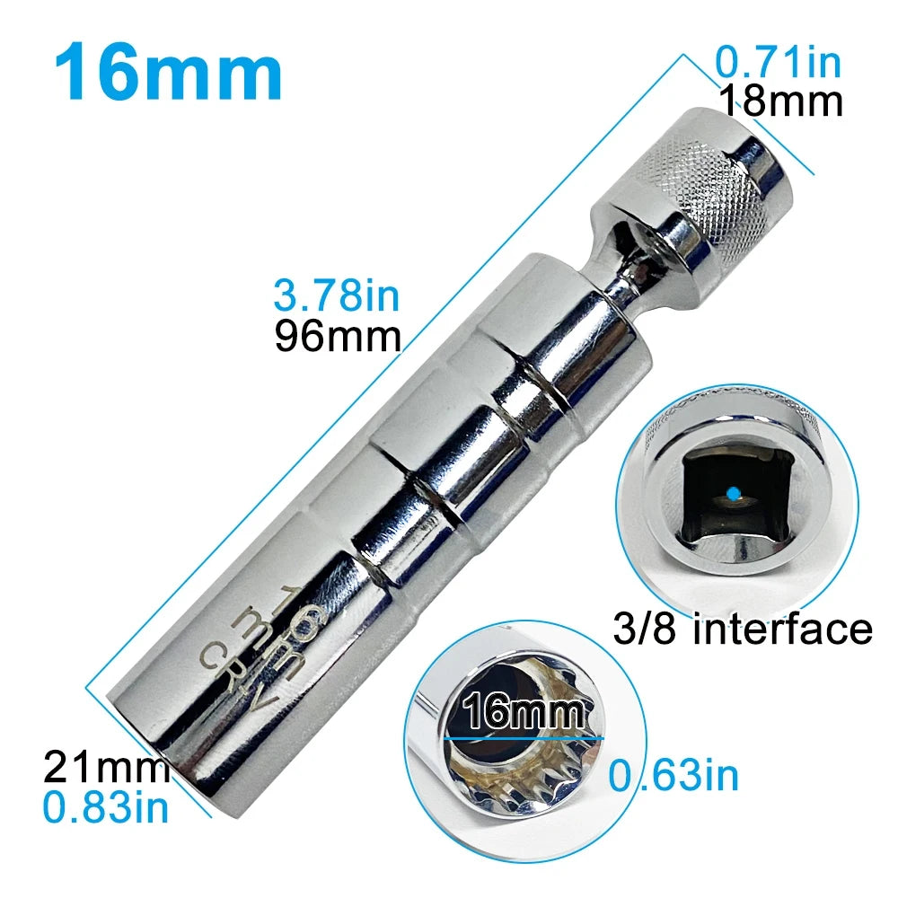 Universal Magnetic Spark Plug Sleeve Thin-walled Universal Joint 14/16mm Automotive Repair Spark Plug Disassembly Tool