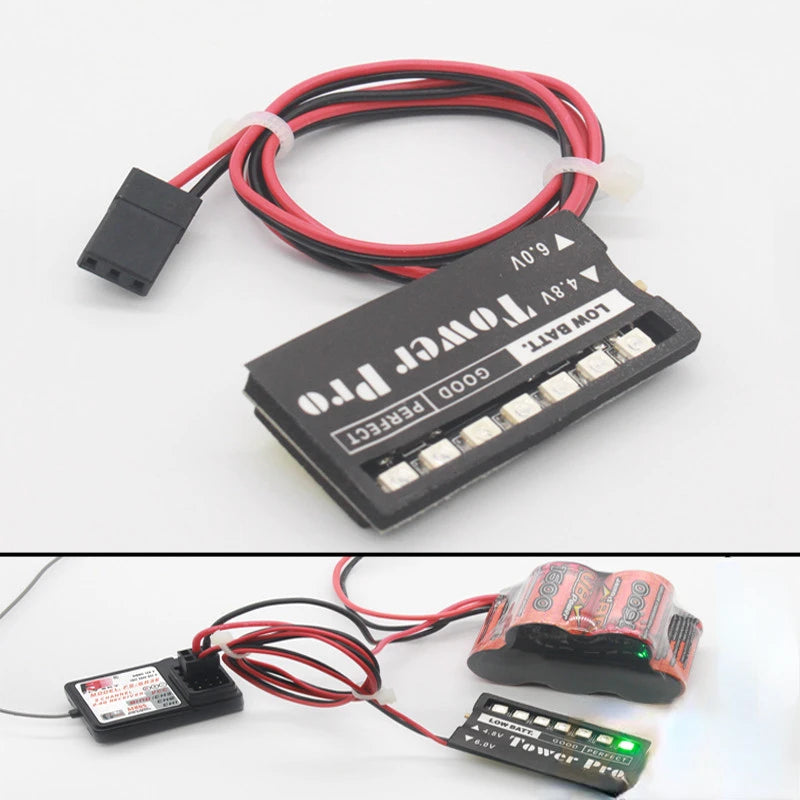 4.8V 6V 7 LED RC Model Receiver Battery Voltage Indicator TOWER-PRO Receiver Electric Power Display Car Auto