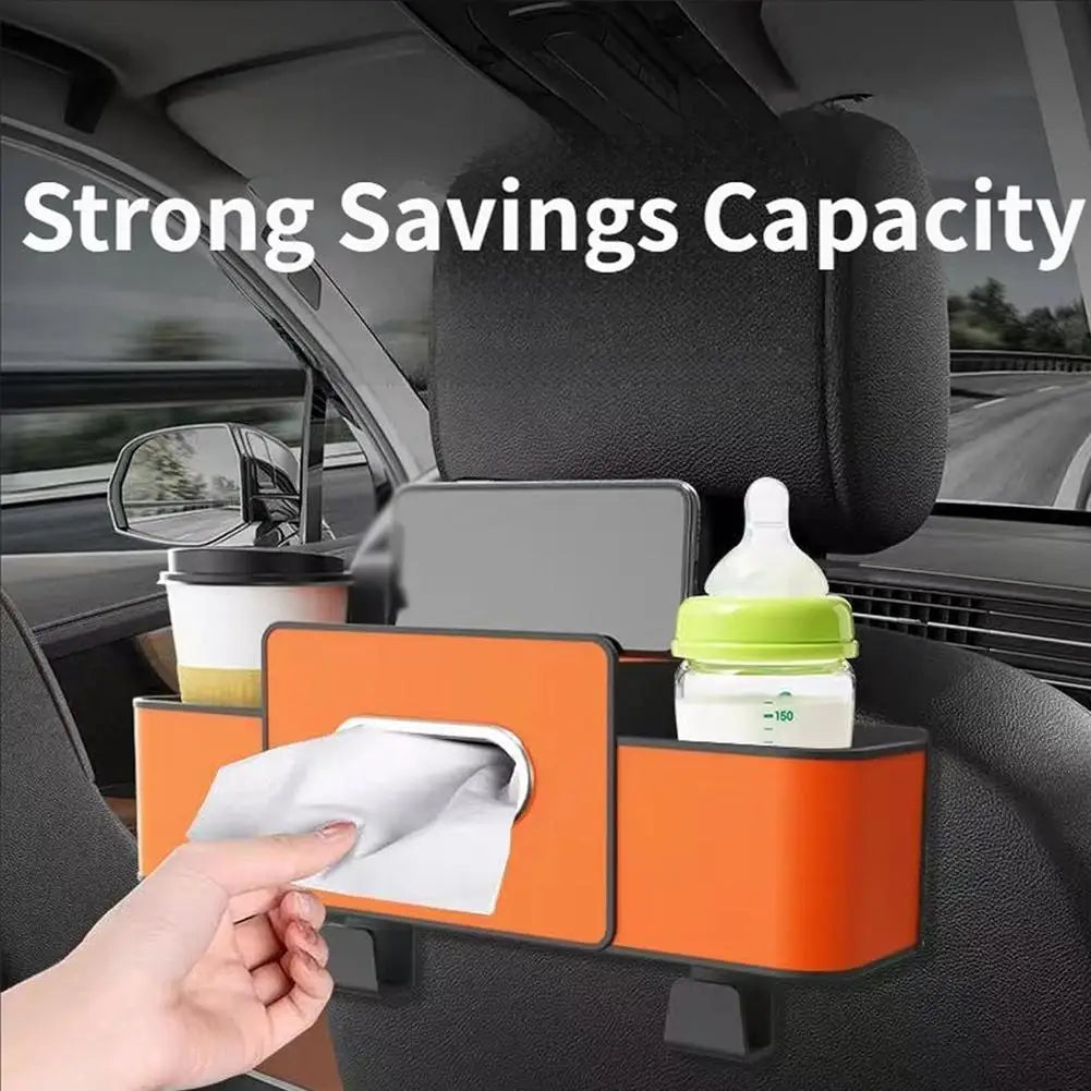 Car Backseat Organizer Storage Box 3 In 1 with Hook Auto Interior Decoration Drink Cup Tissue Phone Holder Travel Accessories ﻿