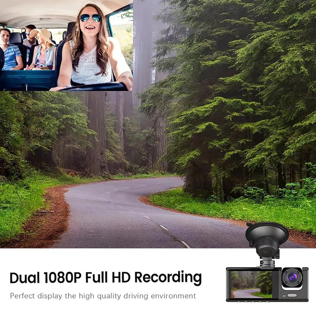 3 Cameras Dash Cam Multi-Language Clear Car Rearview Mirror Car Video Recording Camcorder Wide Angle Car Camera Recorder WIFI