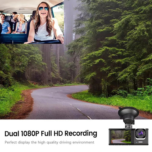 3 Cameras Dash Cam Multi-Language Clear Car Rearview Mirror Car Video Recording Camcorder Wide Angle Car Camera Recorder WIFI
