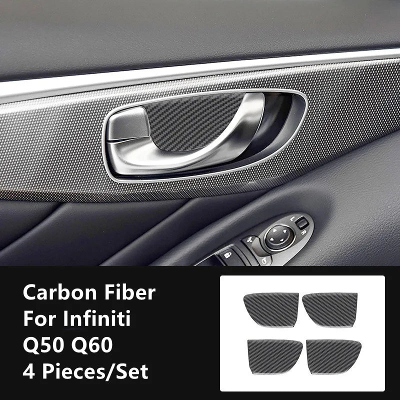 Carbon Fiber Car Interior Modification Cover Trim Strips Decorative Stickers For Infiniti Q50 Q60 Car Styling Inner Accessories