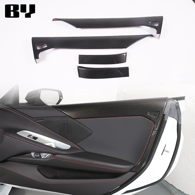For Chevrolet Corvette C8 2020-2024 Car Accessory ABS Carbon Fiber Car Console Gear Shift Panel Cover door armrest Trim Sticker