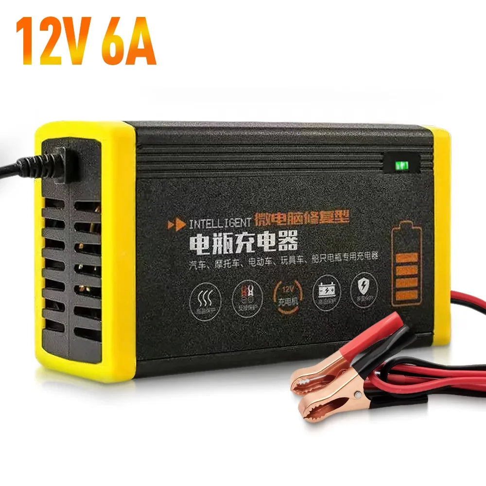 Car Battery Charger 12V 10A Pulse Repair LCD Display Smart Fast Charge Car and Motorcycle Battery Charging Device Car Accesorry