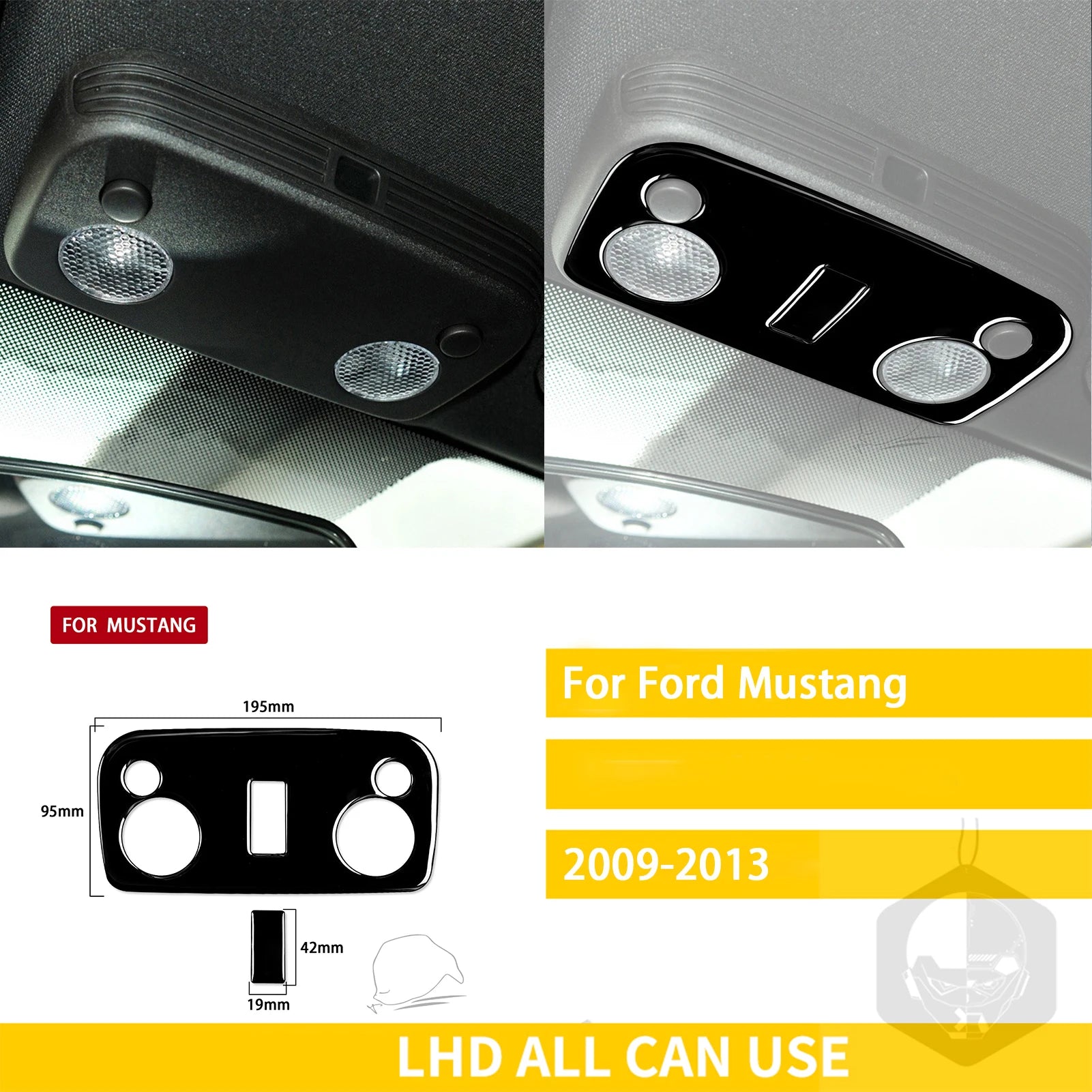 For Ford Mustang 2009-2013 Accessories Car Plastic Black Interior Door Panel Gear Cupholder Air outlet Trim Sticker Decoration