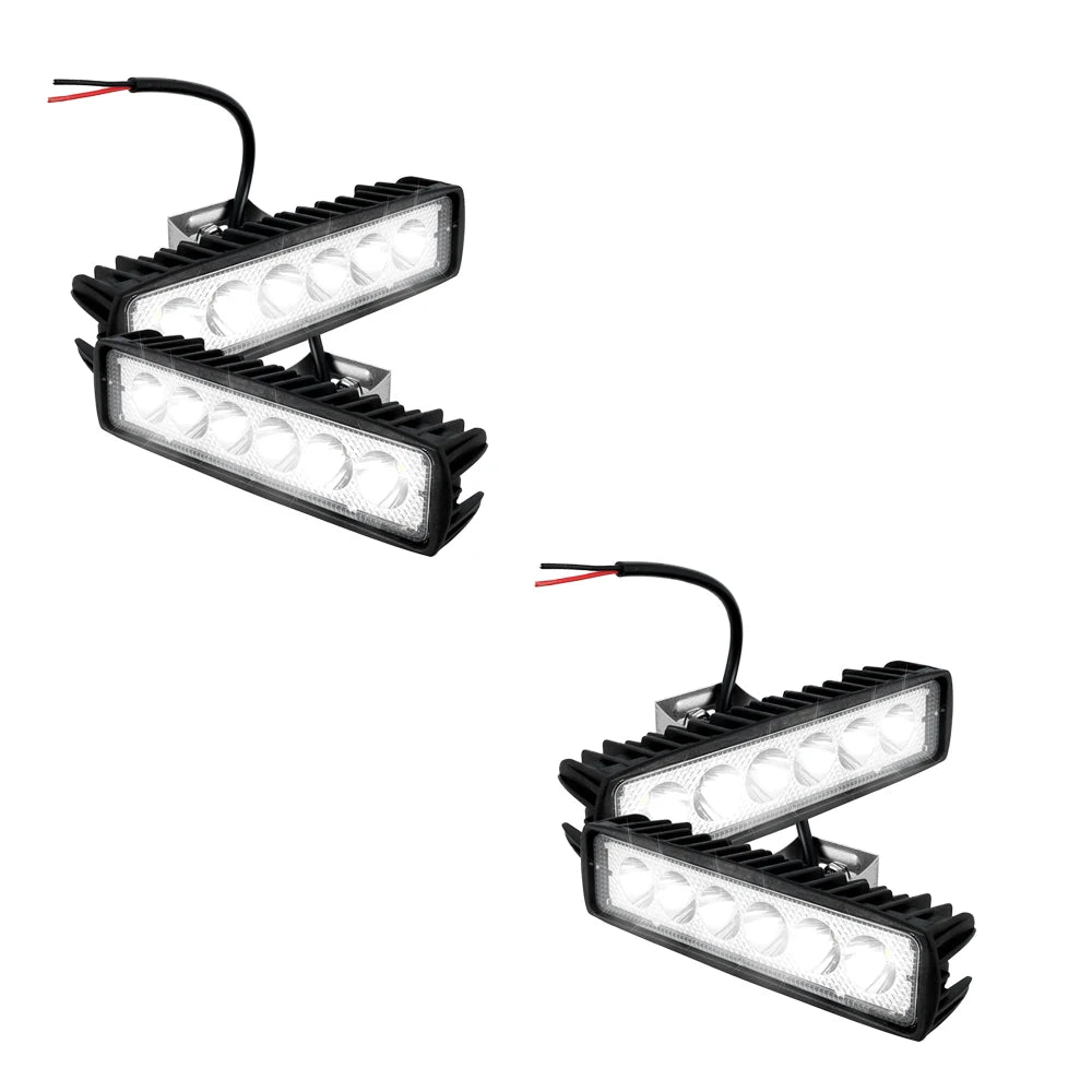12V Car LED Light Bar 18W 6000K IP67 Waterproof Super Bright Car LED Work Light  Headlights DRL Driving Aluminum Lamp