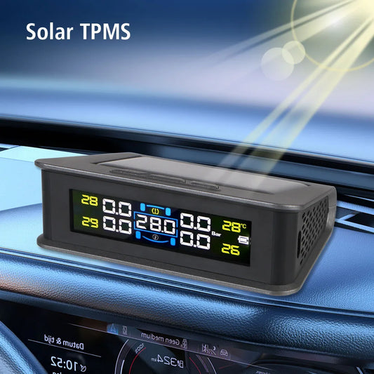 Tire Pressure Monitoring System Digital LCD Display Solar/USB Powered Car TPMS Auto Security Alarm Systems