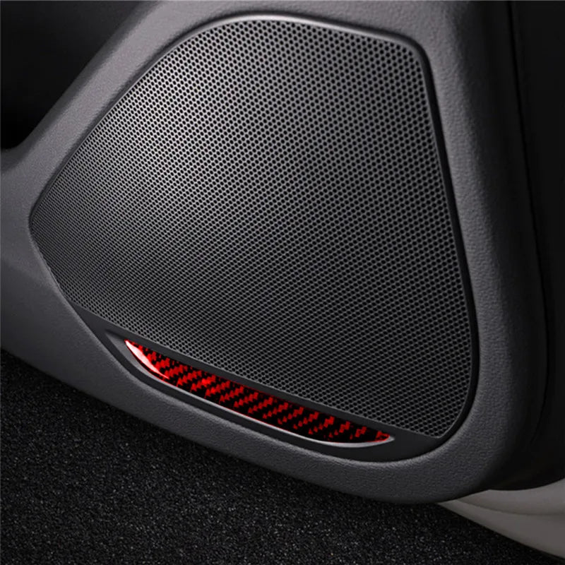 For Audi A4 B9 RS4 S4 2017 2018 2019 Car Interior Decorative Accessories Carbon Fiber Inside Door Speaker Stickers Trim Strip
