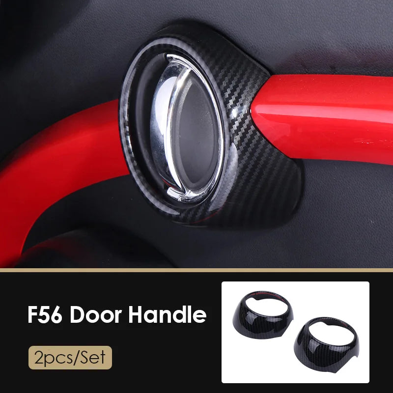 AMBERMILE for Mini Cooper F56 Accessories Car Interior Carbon Fiber Texture Console Air Outlet Door Speaker Handle Cover Trim