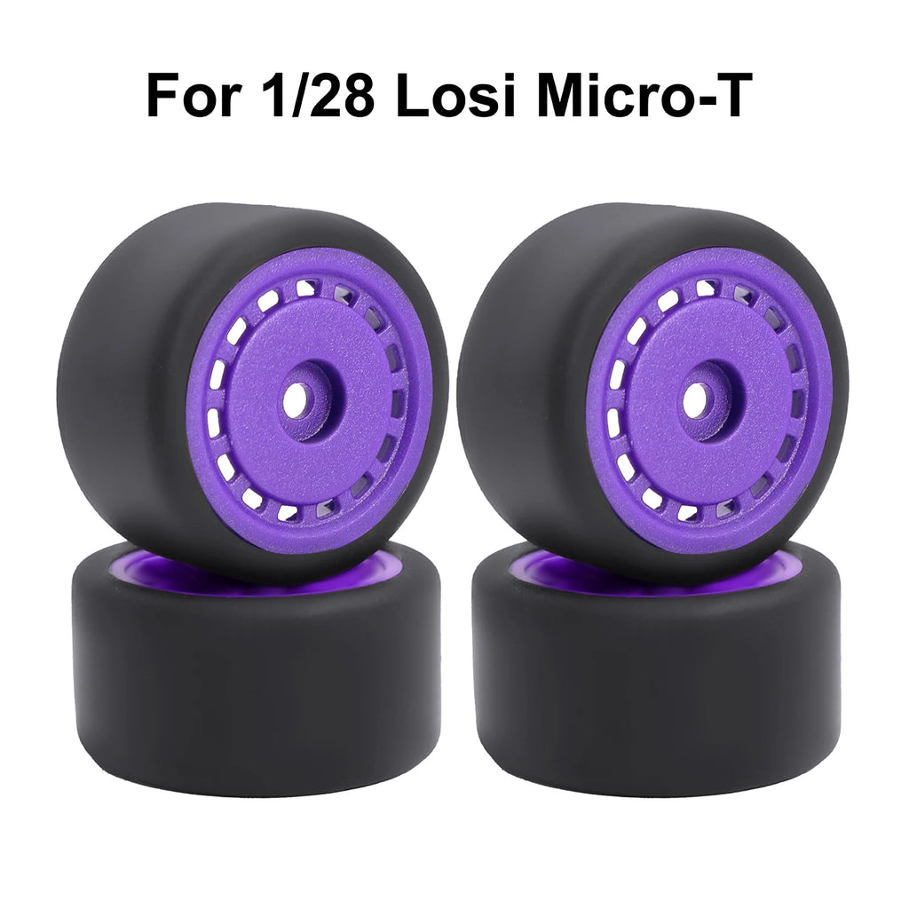 For 1/24 LOSI Micro-B On-Road Drift Racing Wheel Rims Hub with Tires Pre-mounted Pin For 1/28 Losi Micro-T WLtoys 244016