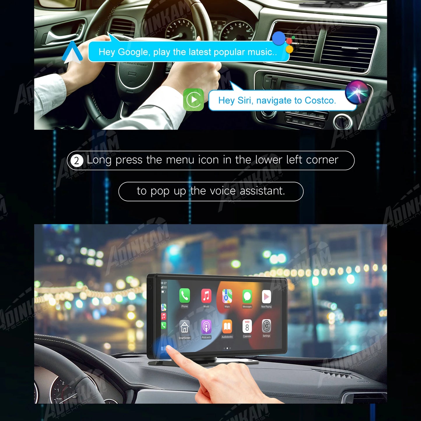 New Trend 10.26 Inch Carplay Android Auto Smart Screen  Built In 5G Hz WiFi BT Support BT Audio Airplay Miracast Car Dashboard