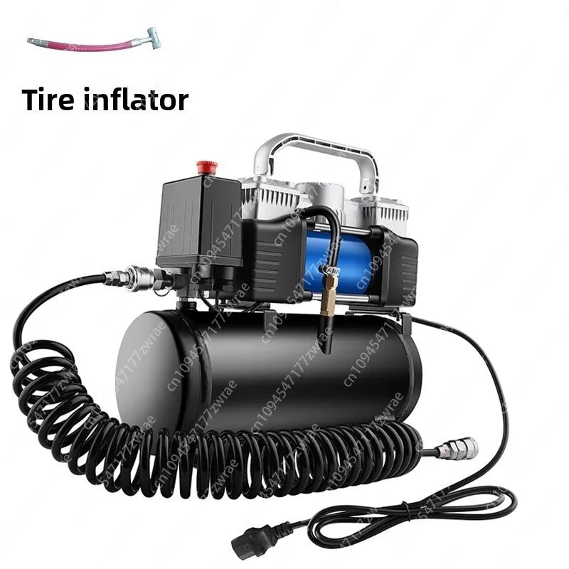 Double Cylinder High Power Electric Vehicle Air Pump 48-72V General Electric Vehicle 60 Volt Vacuum Tire Repair with Gas Tank