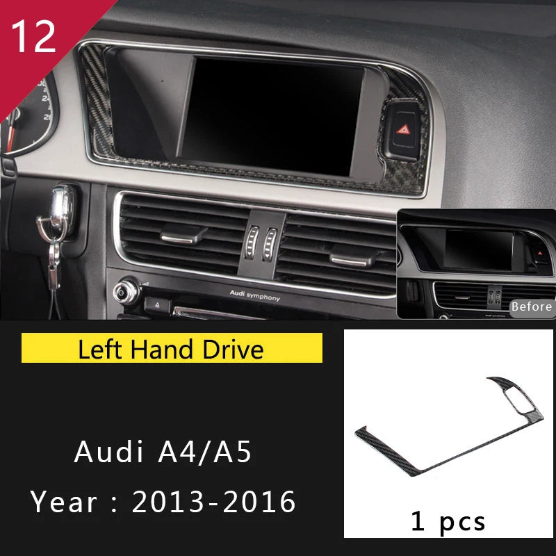 For Audi A4 S4 RS4 B8 8K A5 S5 RS5 8T 8F Carbon Fiber Interior Auto Gear Shift Panel Cover Frame Trim Sticker Car Accessories