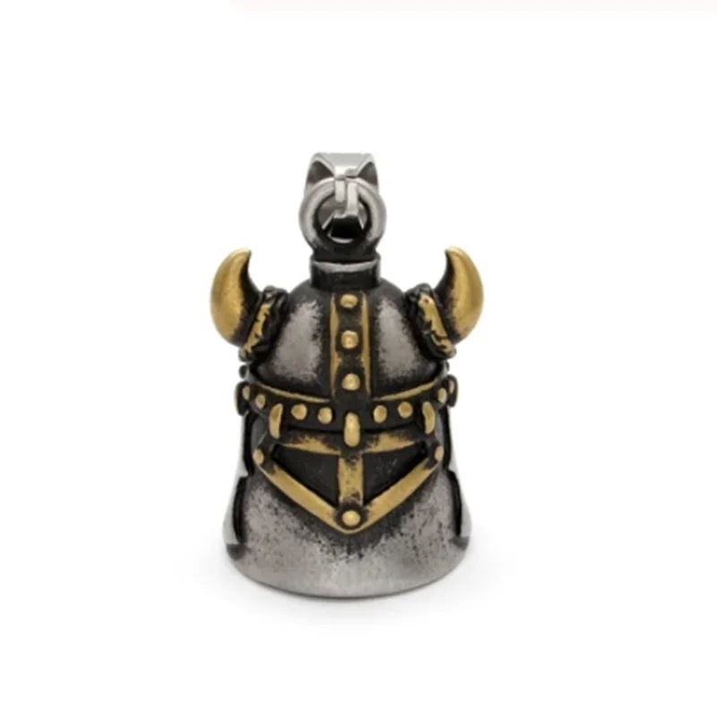 Collar con colgante de campana de calavera dominante punk retro adecuado para hombres, accesorios de ciclismo y motocicleta, regalo