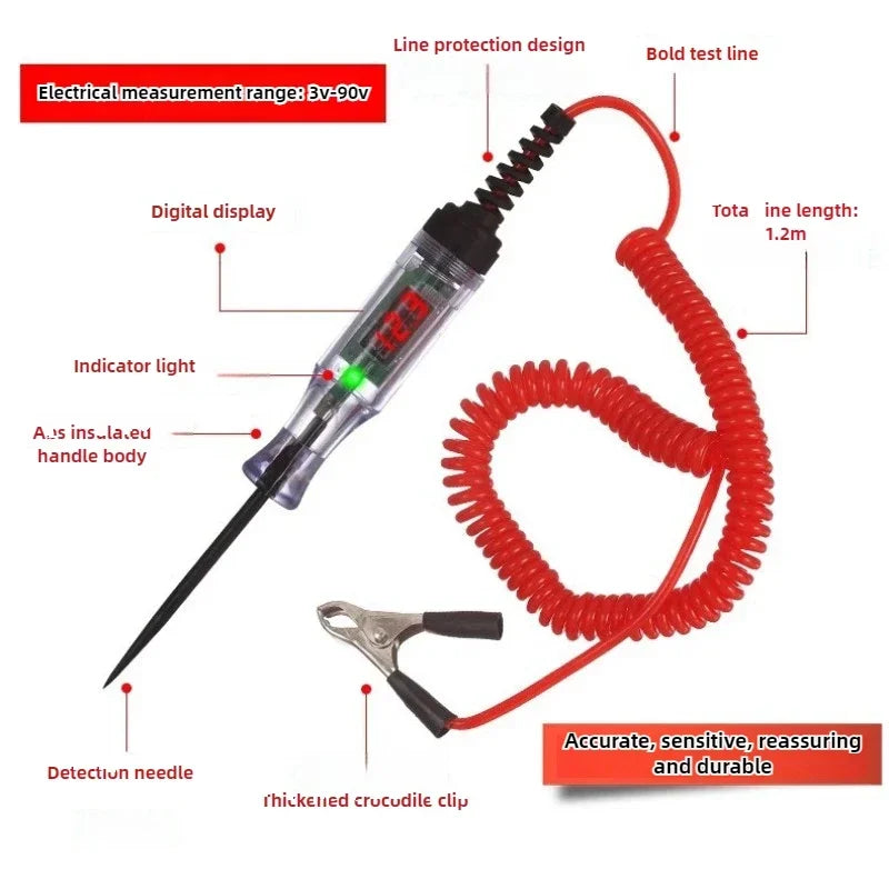 12V 24V 72V Car Truck Voltage Circuit Tester Auto Car Diagnostic Probe Test Pen Light Bulb Electric Measuring Pen Repair Tools