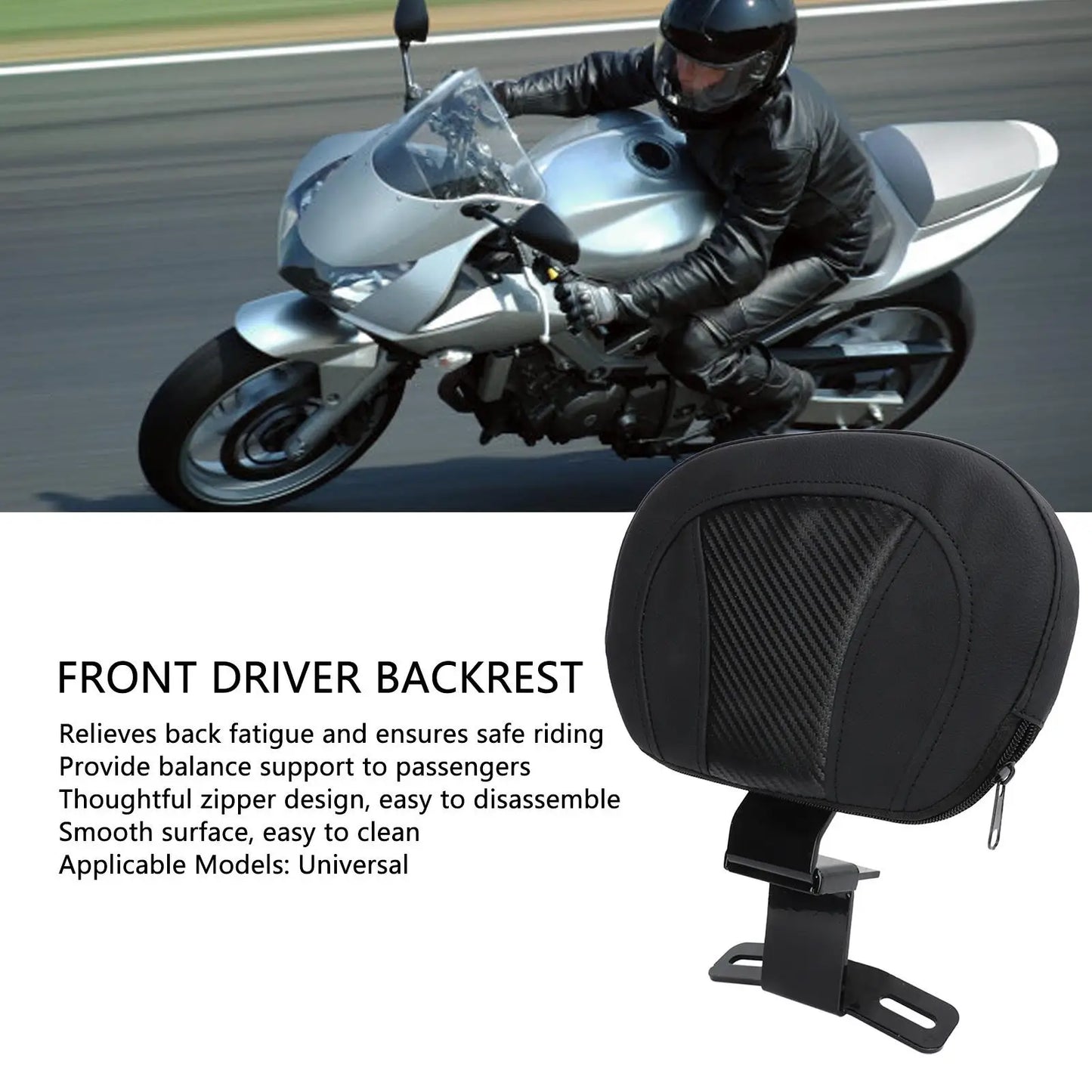 Passenger for SEAT Backrest Comfortable Driver Backrest Mounting Strong Support Universal Removable for motorbike