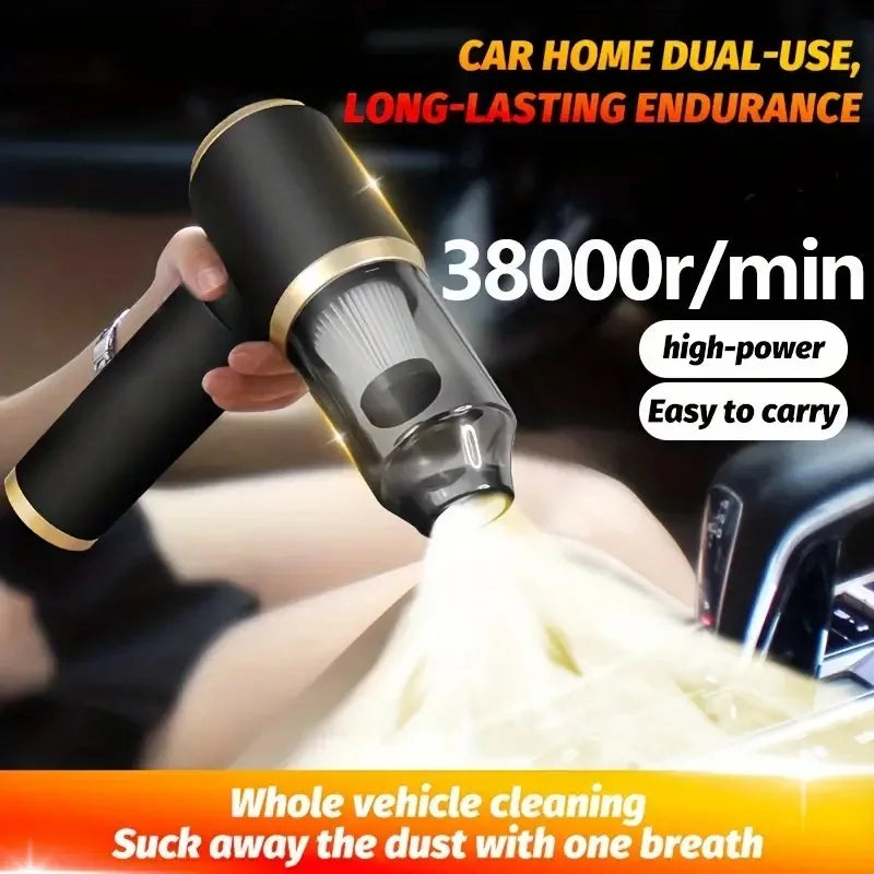 Portable mini vacuum cleaner for cars and homes - super powerful dual-purpose hair dryer/vacuum cleaner, rechargeable blower