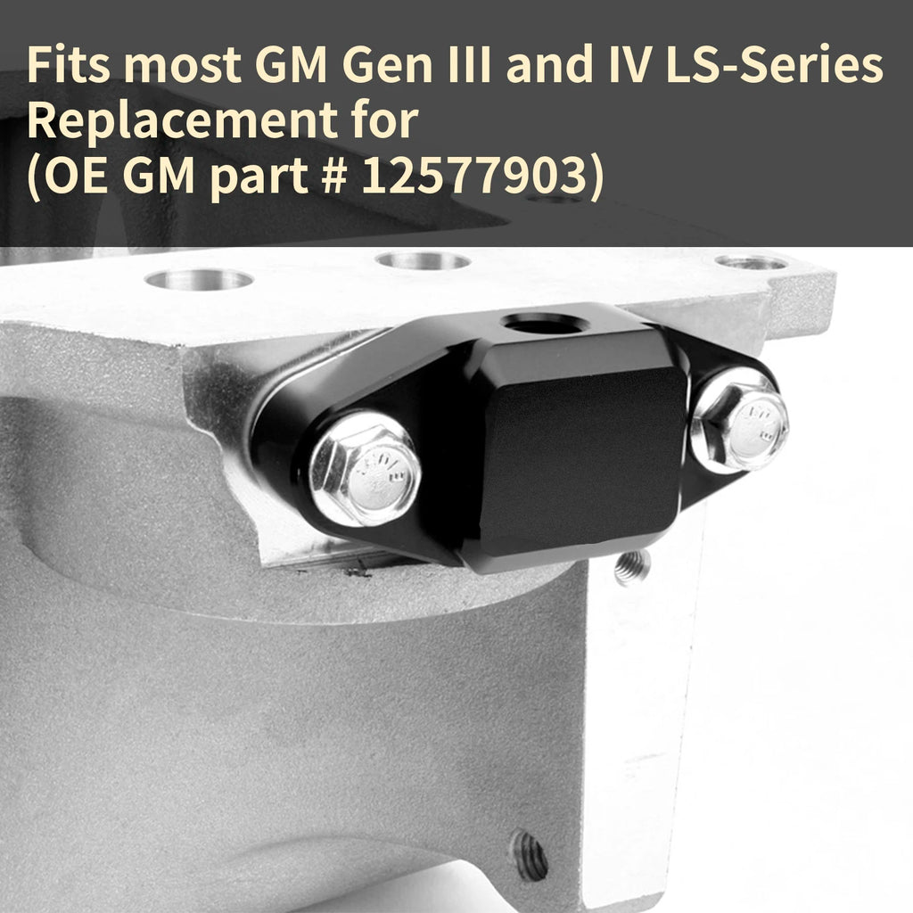 LS Engine Oil Cooler Bypass Cover Block-off Plate Fits Gen III/IV Engines,Replaces OE12577903 for Chevy/GMC With 2x1/8"NPT Ports